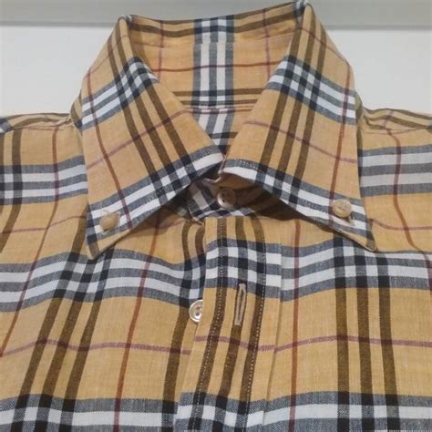 camicia burberry lino|Camicia in lino Check (Navy intenso) .